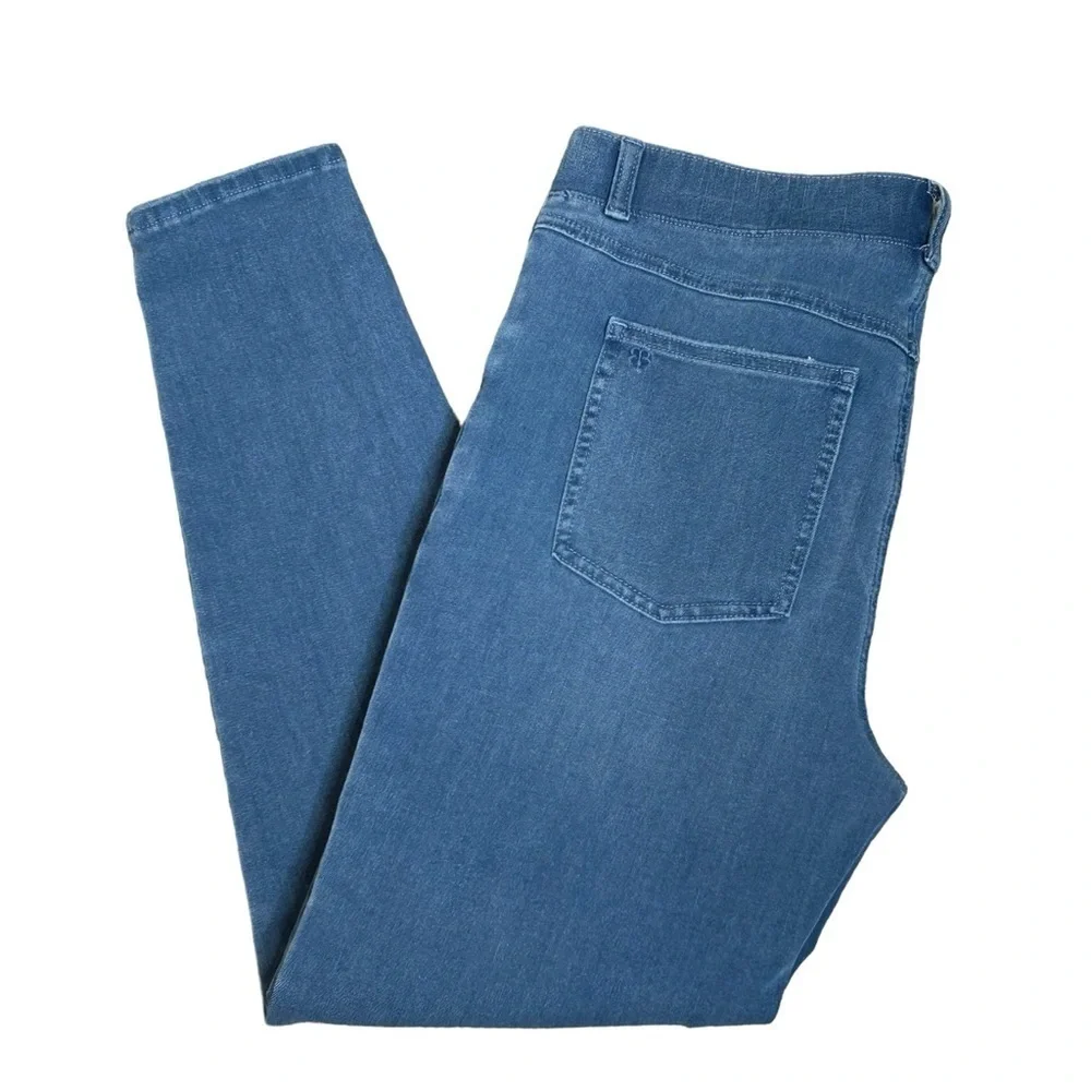 BETABRAND Denim blue jeans Pull on Skinny leg 4 pocket Stretchy Size Large